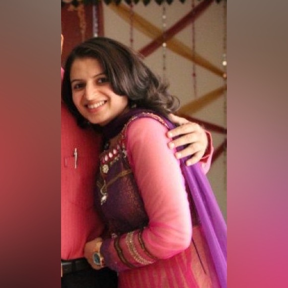 Pink purple Indian Anarkali 3 piece suit - Picture 1 of 3